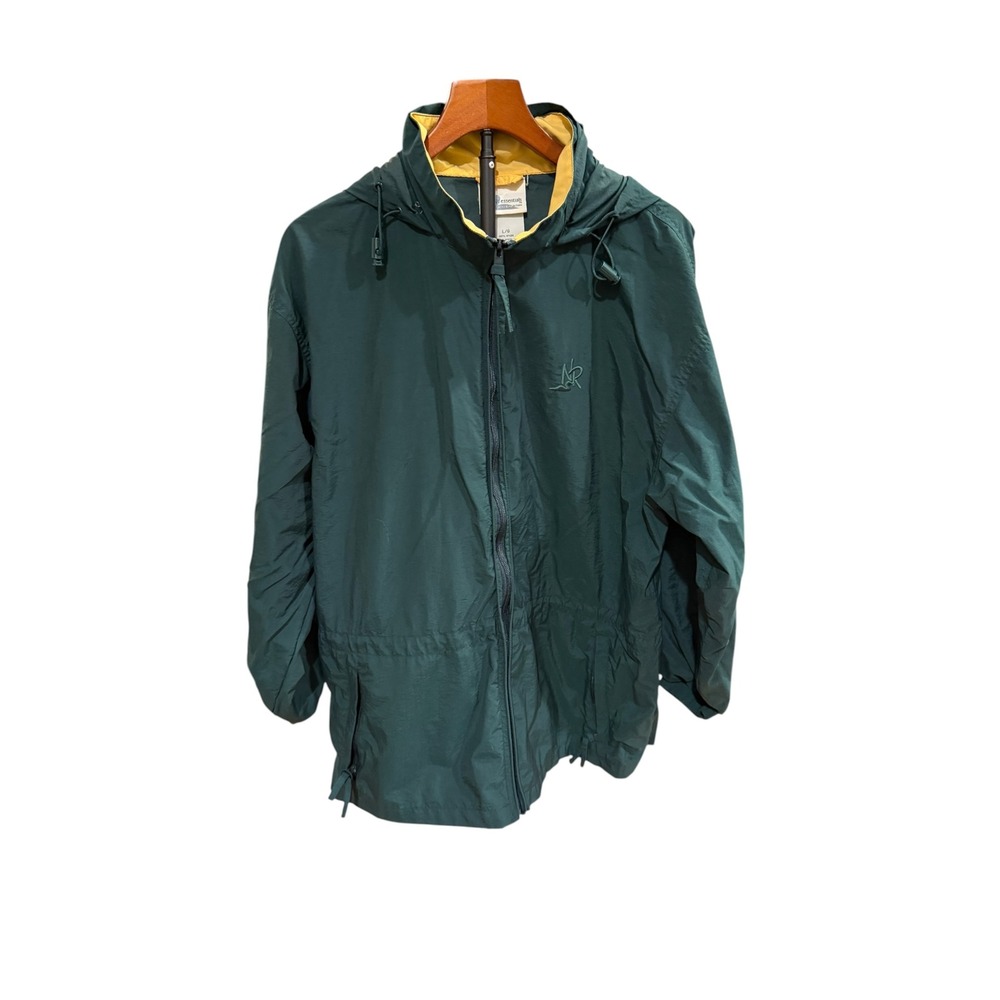 Northern Reflections Vtg 90s cottagecore Green Nylon Windbreaker Jacket Hooded L